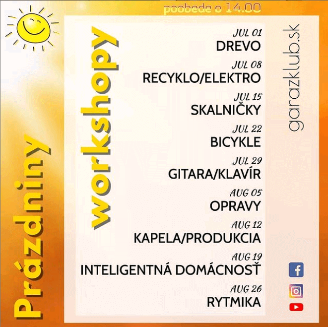 Prázdninové workshopy – každý štvrtok